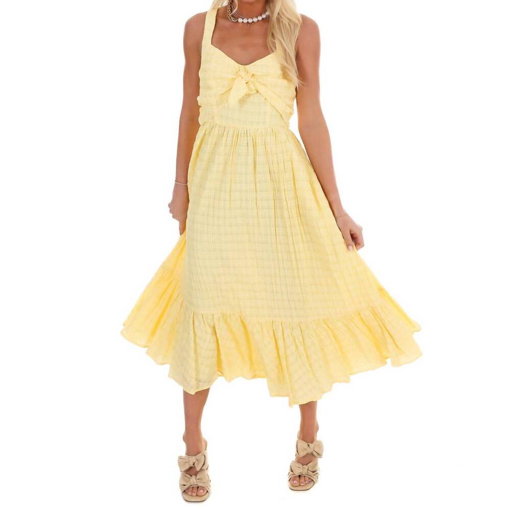 NEW IN FEBRUARY better mood textured flare midi dress in lemon drop